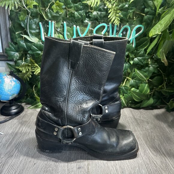 Square Toe Harness Boots Mens Motorcycle Brown Leather 70s Cats Paw Size 9.5 main image 7